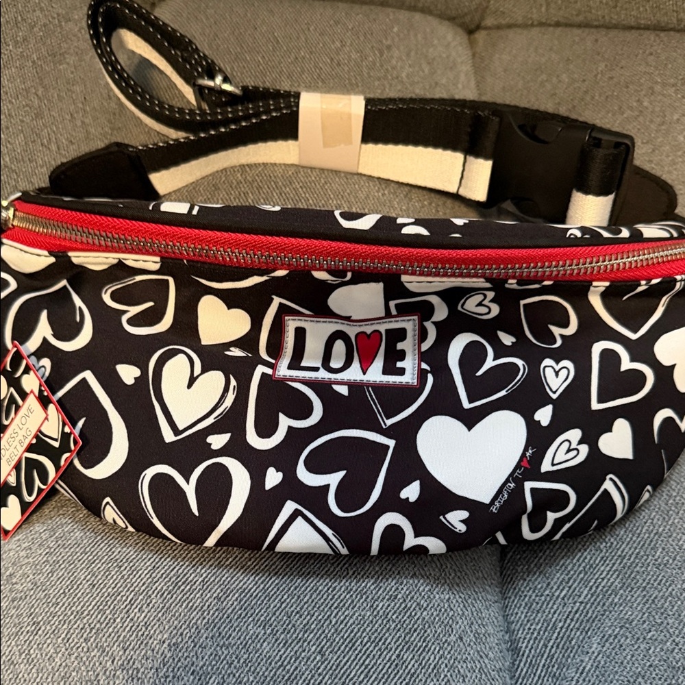 Brighton Endless Love Belt Bag with Black & White Hearts and Red Accents !!NEW!!